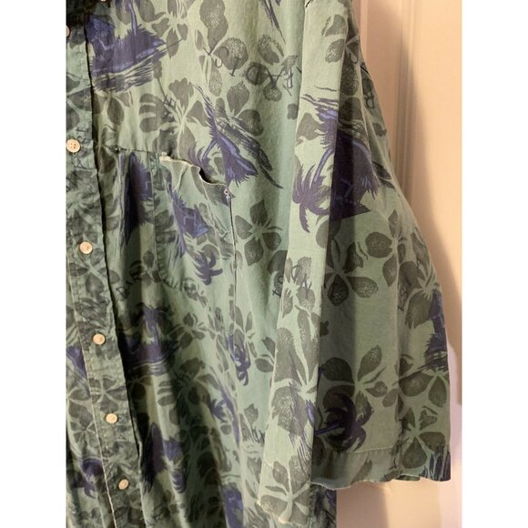 Vtg Tommy Hilfiger Green‎ Blue Men’s Sz XL Button Up Hawaiian Short Sleeve Shirt - Picture 4 of 8